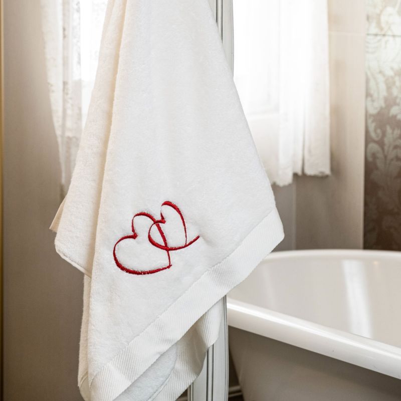 Hearts Embroidery Bath Towel image