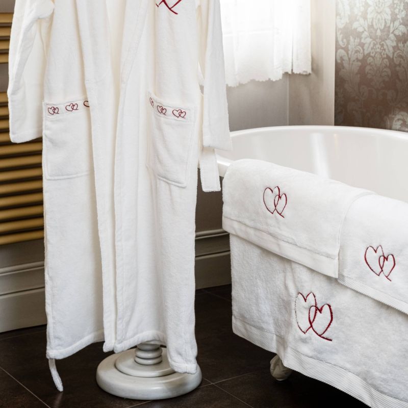 Hearts Embroidery Bath Towel image