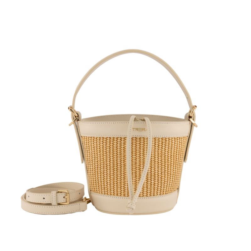 Helios White /Straw Bucket Bag image