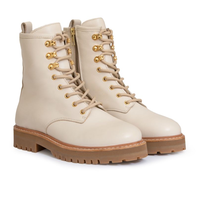 Joan/Ivory Cream Leather Military Boots | THE BOOT INSTITUTE | Wolf ...