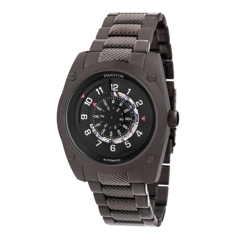 Daniels Semi Skeleton Bracelet Watch Black Heritor Automatic