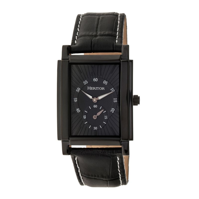 Frederick Leather-Band Watch with Seconds Sub-Dial - Black image