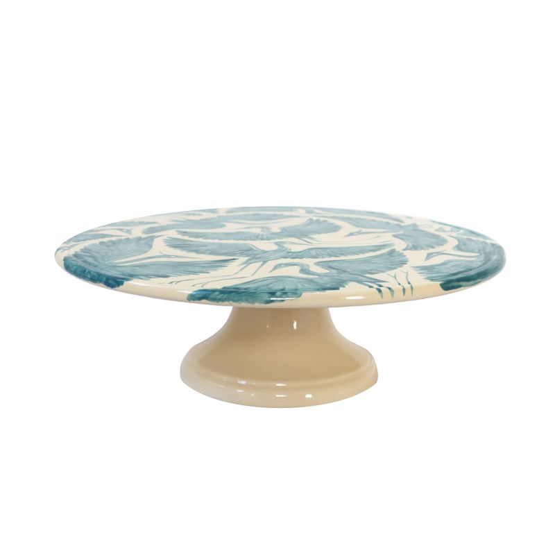 Herons Hand Painted Cake Stand - Teal image