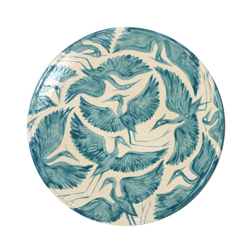 Herons Hand Painted Cake Stand - Teal image