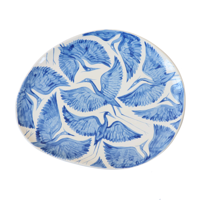 Herons Organic Contemporary Platter Plate Tray - Blue image