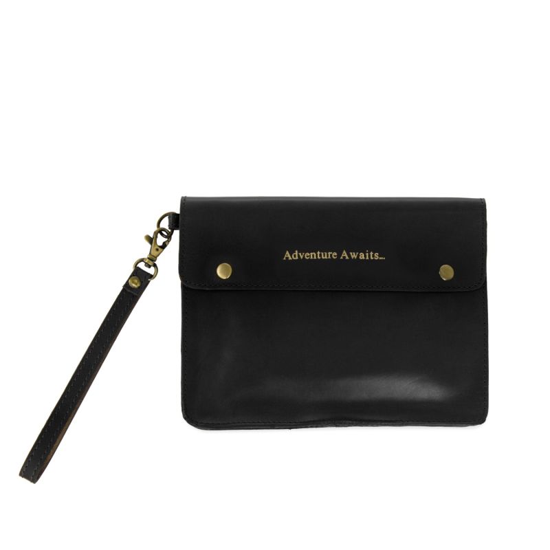 Adventure Awaits Black Leather Travel Wallet image