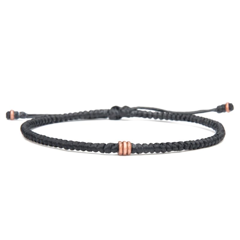 Pure Copper Rounded Men’S Black Bracelet - Black image