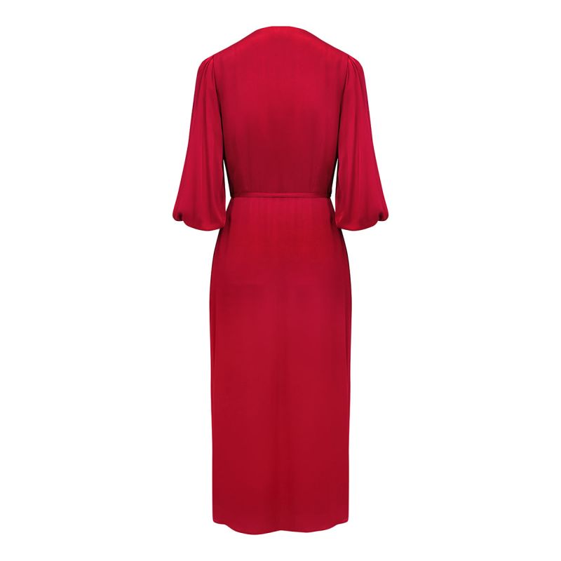 Rae Wrap Dress In Tulip Red image