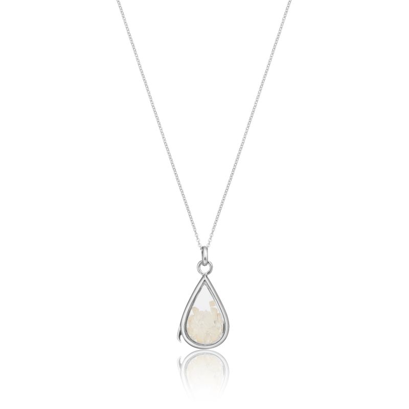 Sterling Silver Moonstone Birthstone Teardrop Locket image