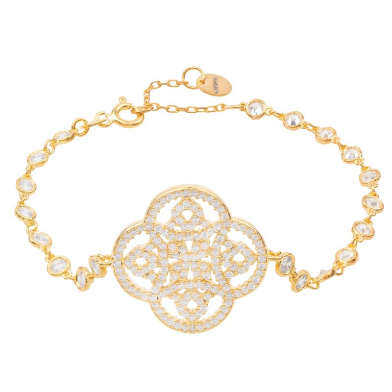 Celtic Knot Clover Tennis Bracelet Gold image