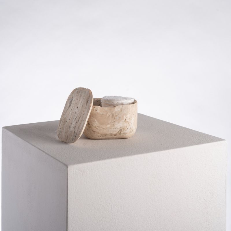 Square Travertine Container - Travertine Marble image