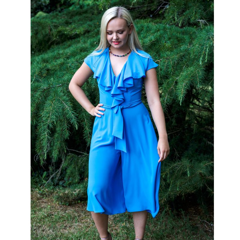 Natalie Blue Jumpsuit In French Crepe image