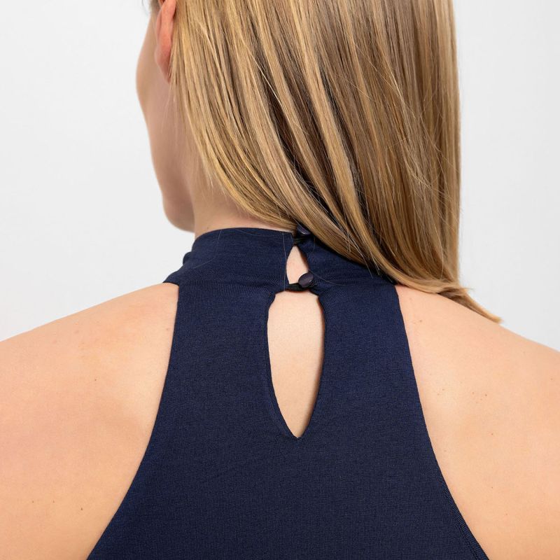 High Neck Halter Top In Navy Blue image