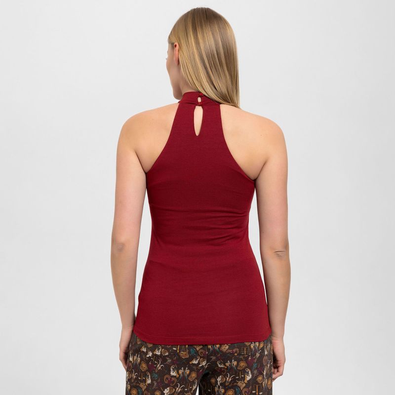 High Neck Halter Top In Red image