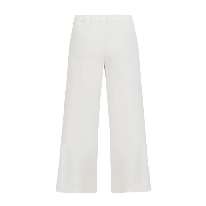 High Waist Silk Pants - White image