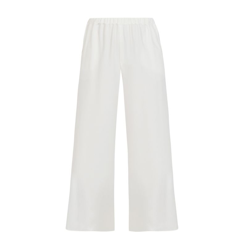 High Waist Silk Pants - White image