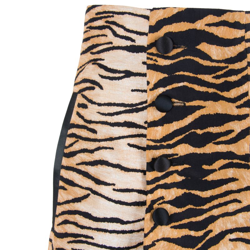 High-Waisted Animal Print Silk Shorts Black & Orange image