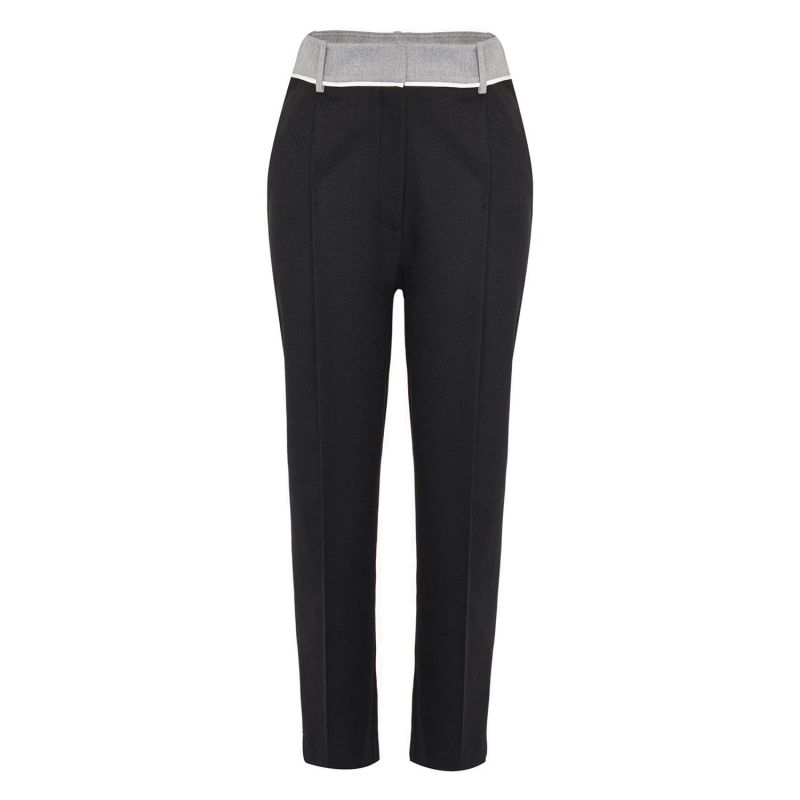 High-waisted wool pants in Black for