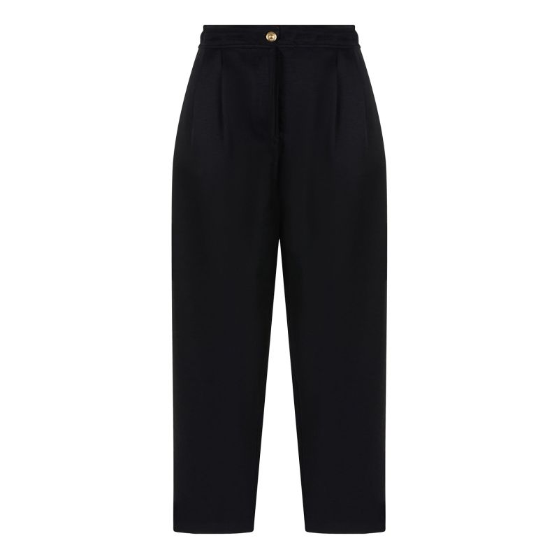 Women's High Rise Elastic Trousers Carrot Pants Navy Blue 