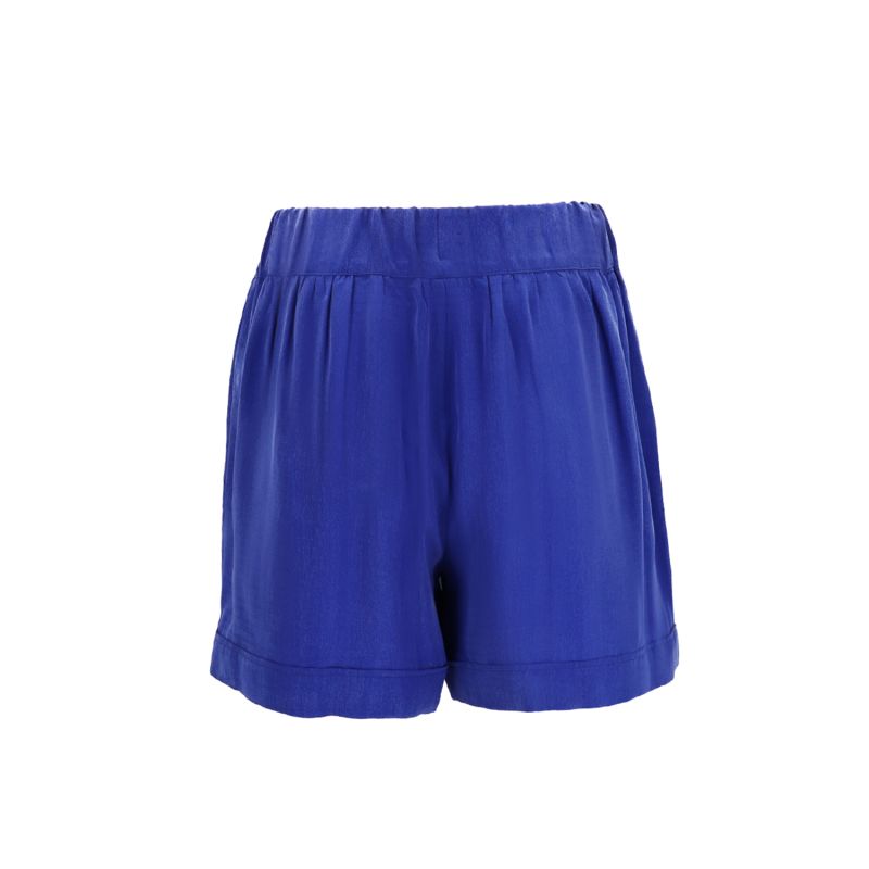 High Waisted Cupro Shorts In Blue image