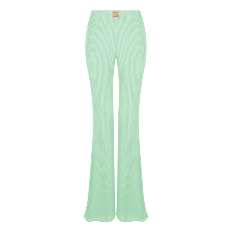 Mint Green High Waisted Flare Pants NOCTURNE Wolf Badger