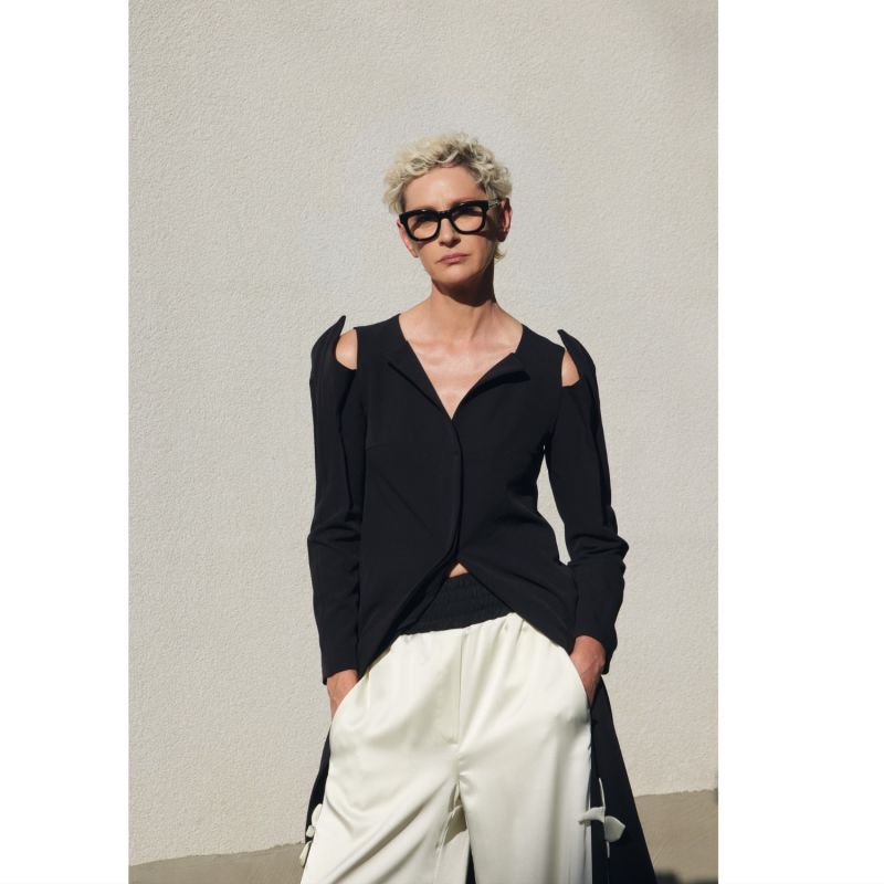 High-Waisted Palazzo Pants White Black image