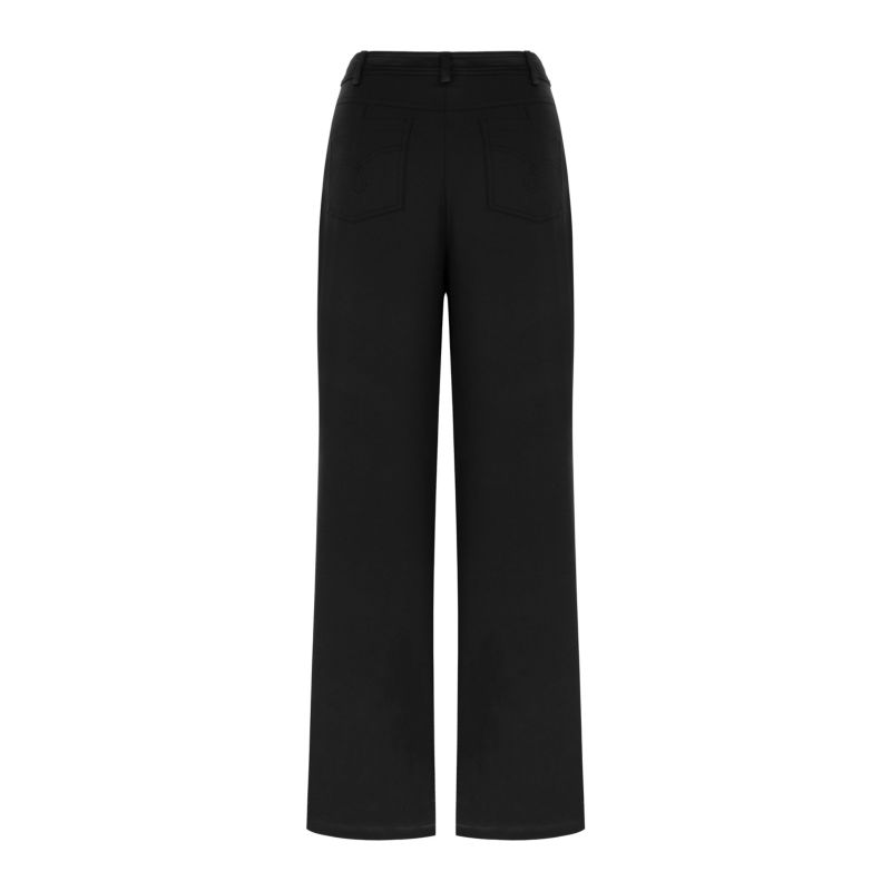 High Waisted Pants With Pockets-Black image