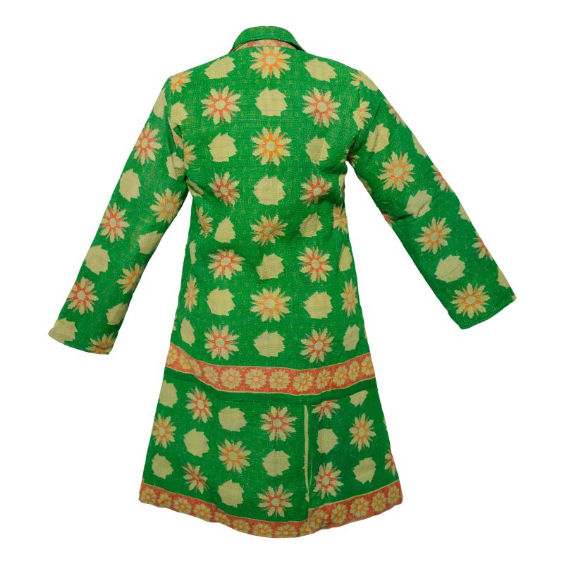 Hira Coat - Vintage Kantha Coat Green Floral - Large image