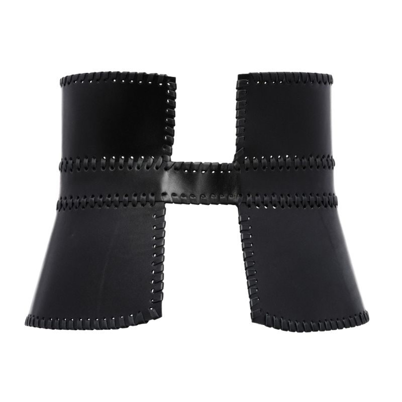 Leather Wide Waist Corset Belt Black image