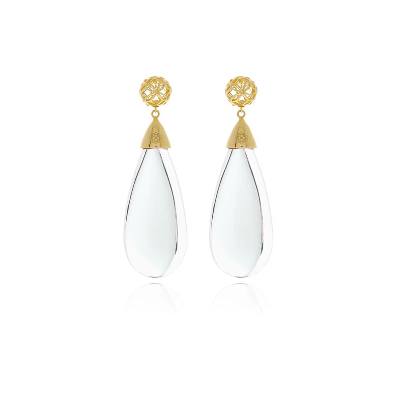 Clear Signature Gold Drop Crystal Earrings image