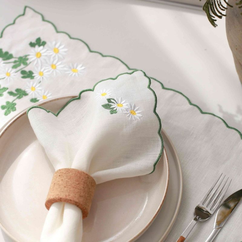 Daisy Embroidery Linen Placemat Set of 2 image