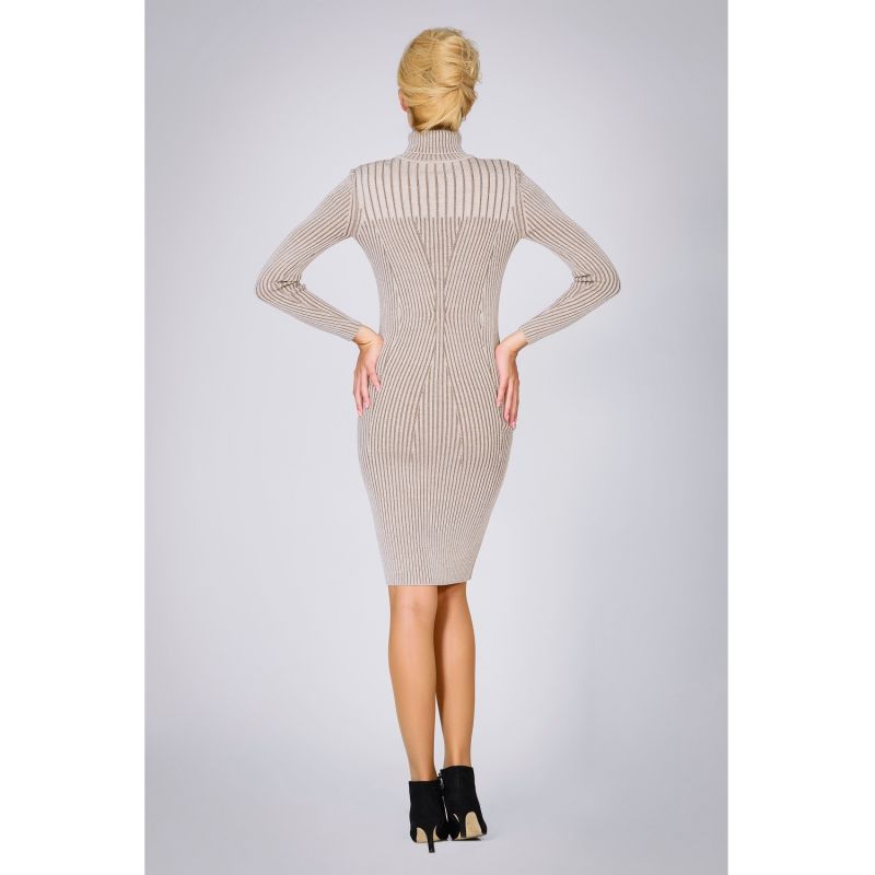 Cleo Oatmeal Two-Tone Ribbed Knit Dress image