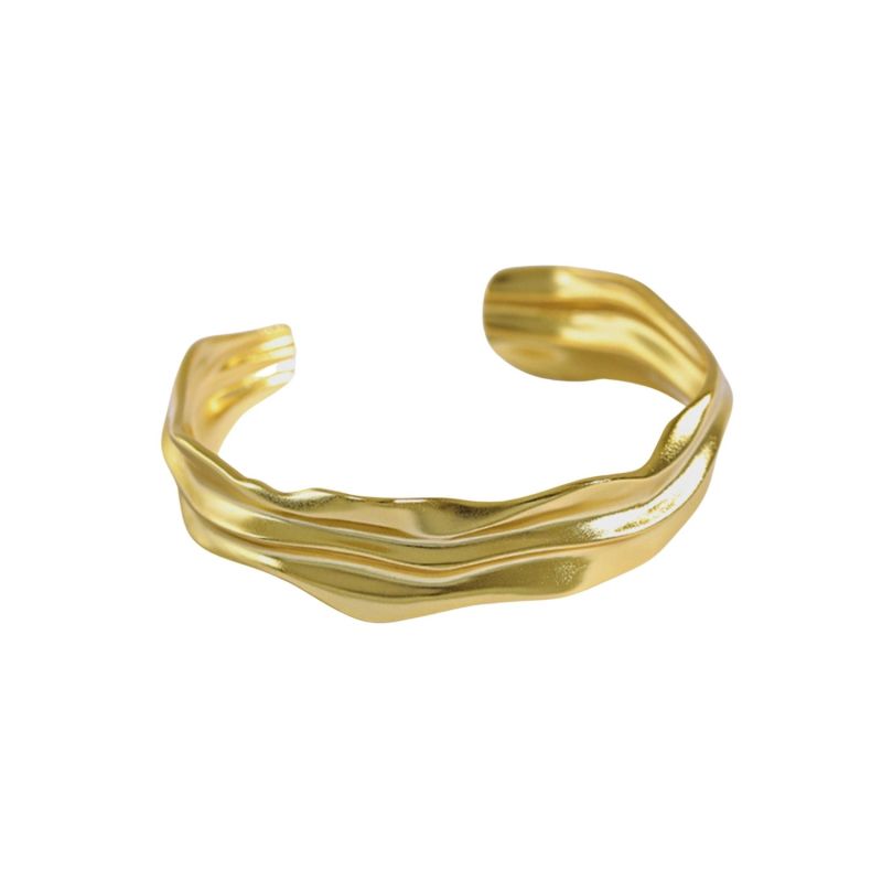 Ekuma Wave Gold Vermeil Sterling Silver Chunky Thick Bangle image