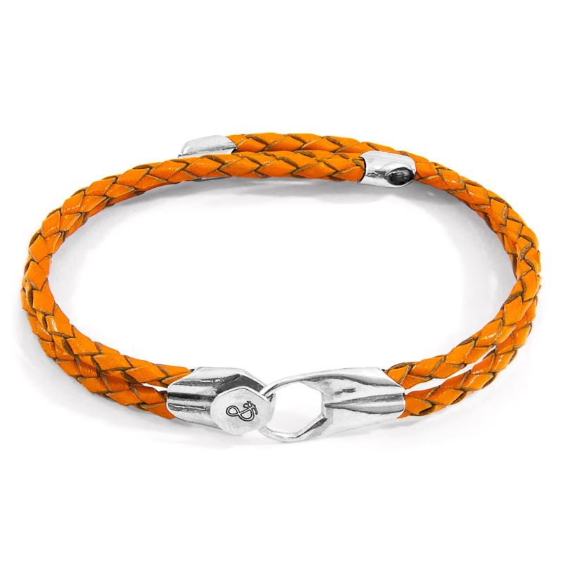 Fire Orange Conway Silver & Braided Leather Bracelet image