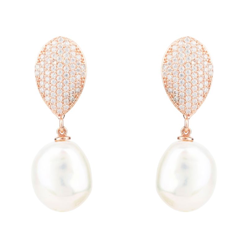 Baroque Pearl Classic Drop Earrings Rosegold image