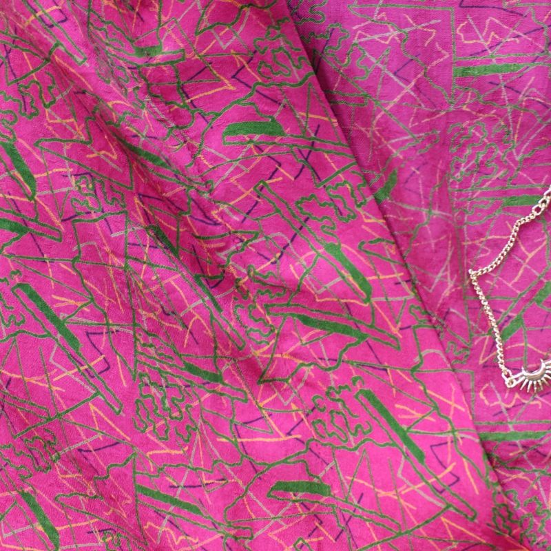 Neem - Peppercorn Pink Vintage Silk Sari Kimono Style Wrap Dress image