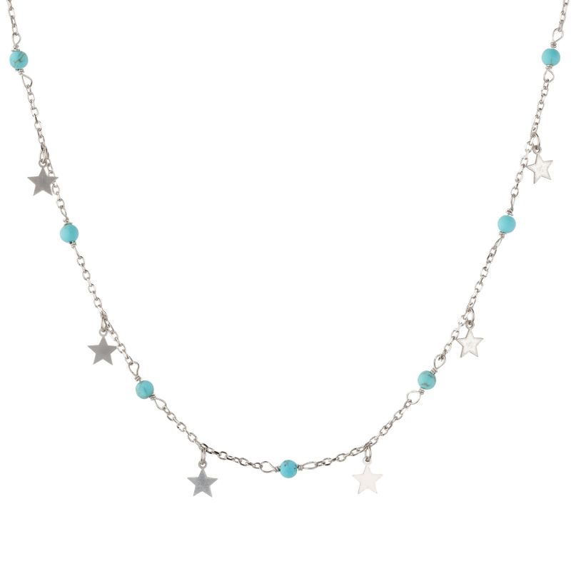 Turquoise Star Choker Necklace Silver image