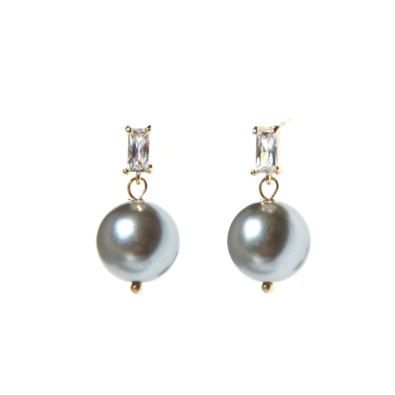 In My Orbit Crystal & Pearl Drop Earrings - Grey image