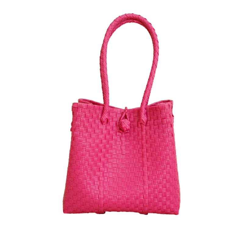 Darla Recycled Plastic Woven Tote - Magenta image