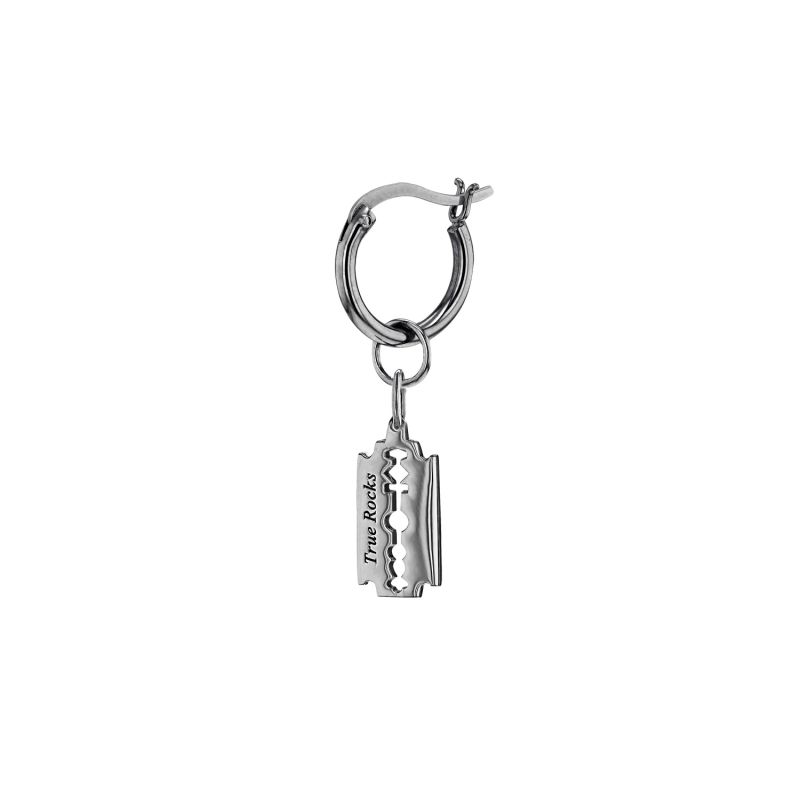 Gunmetal Grey Razor Blade Pendant on Bead Chain image