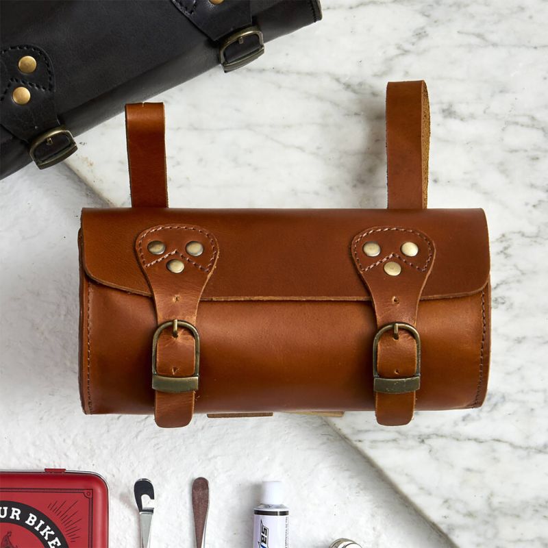 Classic Tan Leather Bike Saddle Bag image