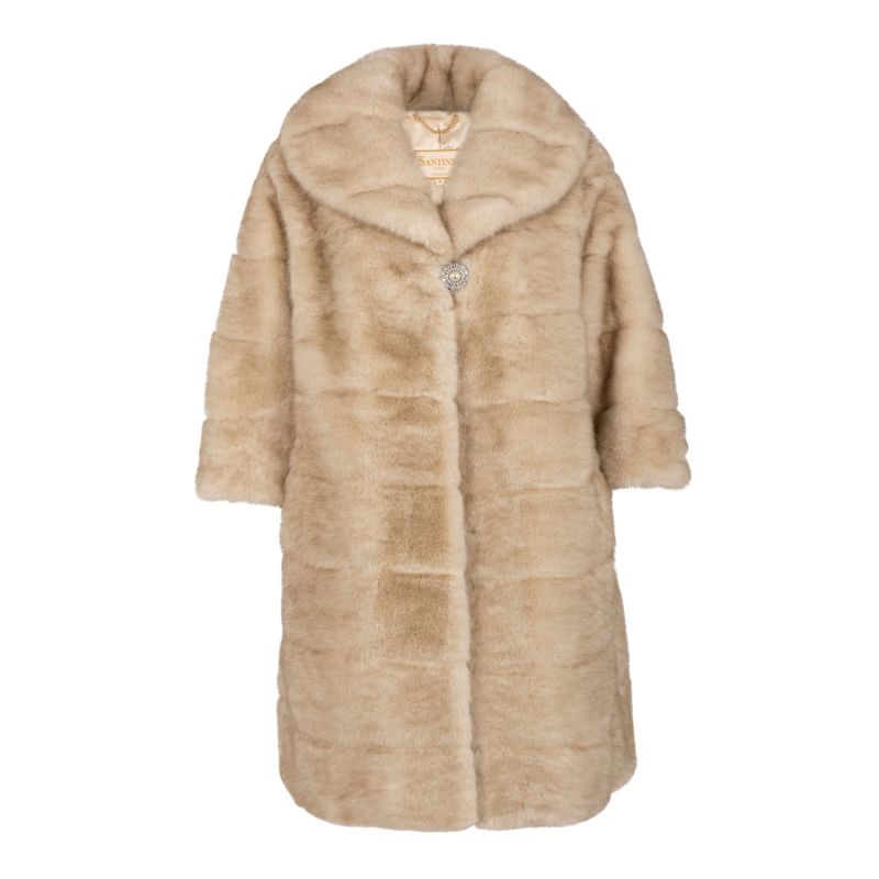 'Hollywood' Faux Fur Coat In Crema image