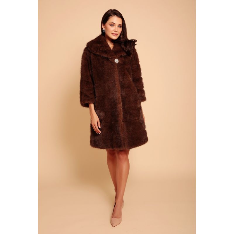 'Hollywood' Faux Fur Coat In Marrone image