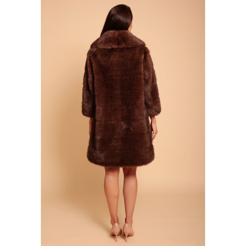 'Hollywood' Faux Fur Coat In Marrone image