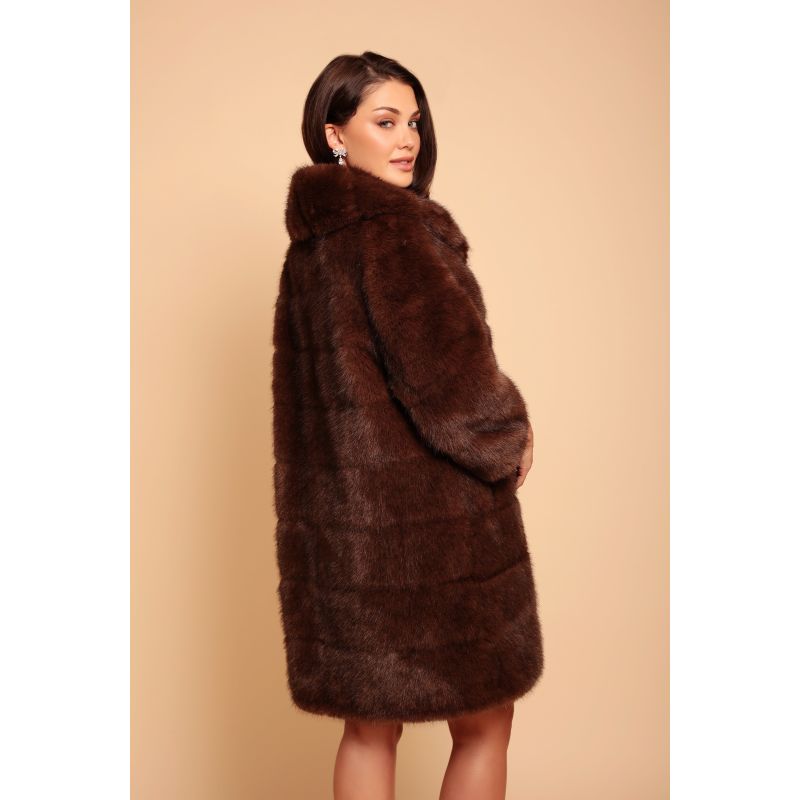 'Hollywood' Faux Fur Coat In Marrone image