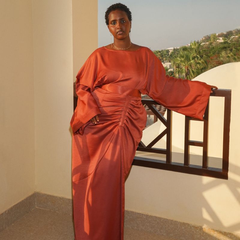 Maxi Dress with Honey Comb pattern main image 1