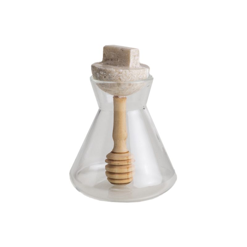 Honey Pot Container Orejas - Travertine Marble image