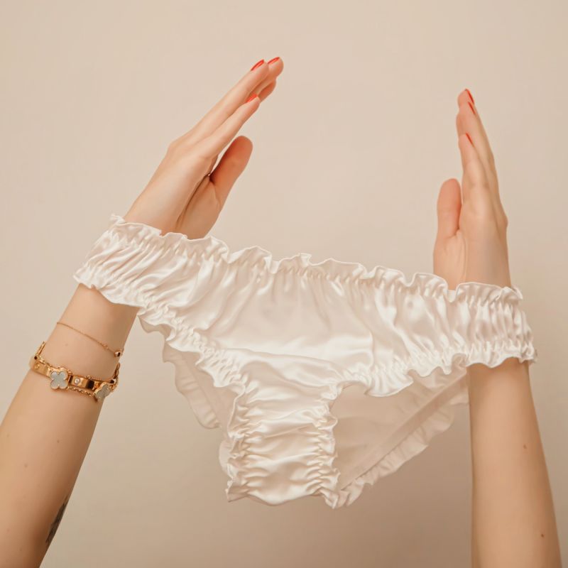 Honey Ruffled Silk Briefs image