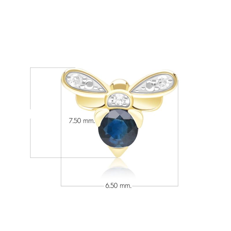 Honeycomb Inspired Blue Sapphire & Diamond Bee Pin In Yellow Gold image