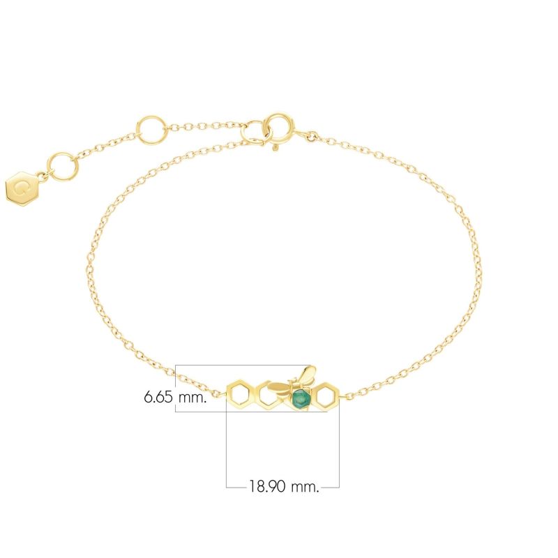 Honeycomb Inspired Emerald Link Bracelet In Yellow Gold image
